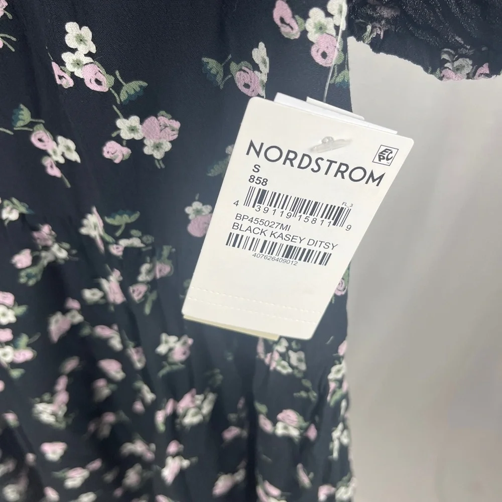 BP Black Printed Babydoll Minidress size small NWT - Picture 7 of 10